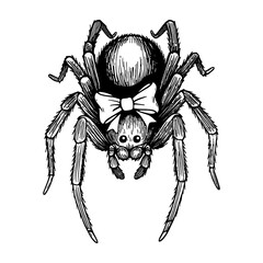 cute spider wearing a bow sketch