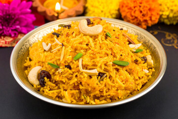 Golden Rice Dish with Cashews and Raisins