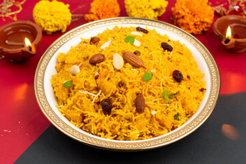 Delicious Indian Sweet Dish with Nuts and Raisins