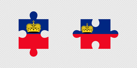 Puzzle Pieces with Liechtenstein Flag.