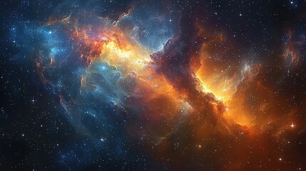 Fototapeta premium Deep Space Nebula Cloud with Swirling Smoke and Stars, Glowing Colors Cinematic Lighting High-Resolution Detailed Illustration 