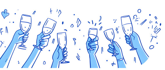 Group celebration illustration with drinks