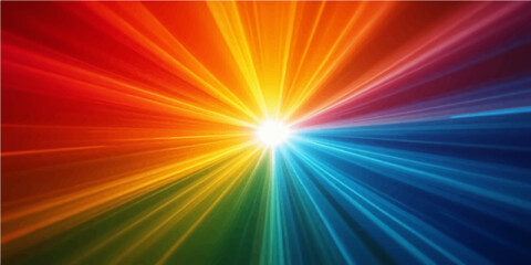 Obraz premium Abstract colorful rainbow background with bright glowing rays and sunburst design