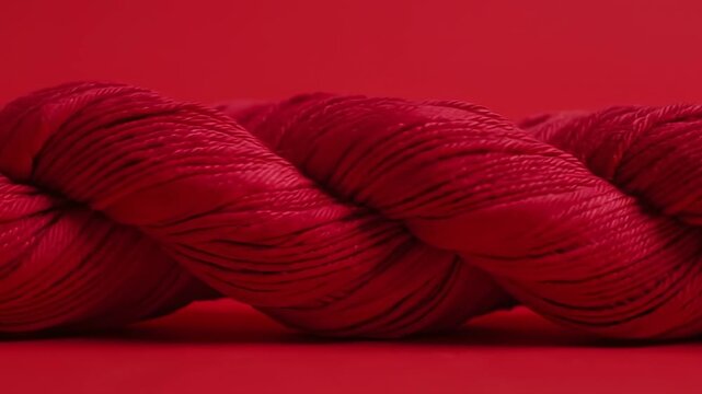 Close-up of vibrant red yarn