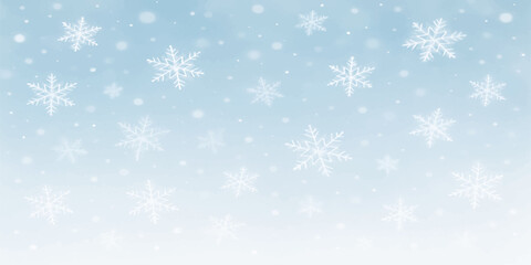 Blue Christmas winter background with snowflakes and holiday season decoration
