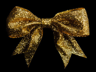 Glittering gold ribbon bow for festive occasions
