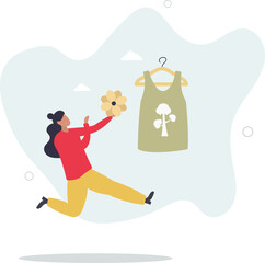 buying recycling eco friendly clothes and textile consciously. Conscious consumption,human life.