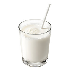 Refreshing glass of cold milk with straw, perfect for healthy lifestyle and refreshment