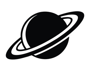 Black and white drawing of planet saturn isolated on white background Ai Generated