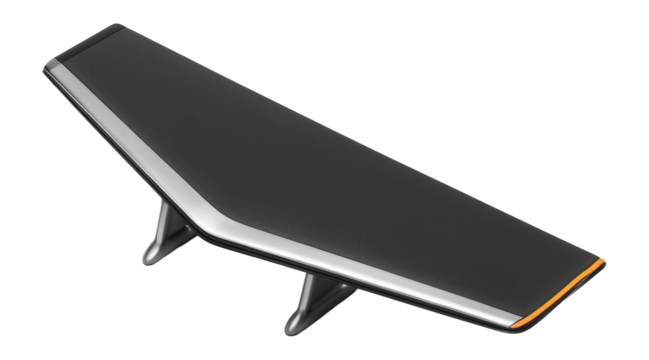 Trapezoidal wing with angled trailing edge and underwing pylons