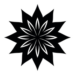 Obraz premium Black Pointed Star Flower Vector