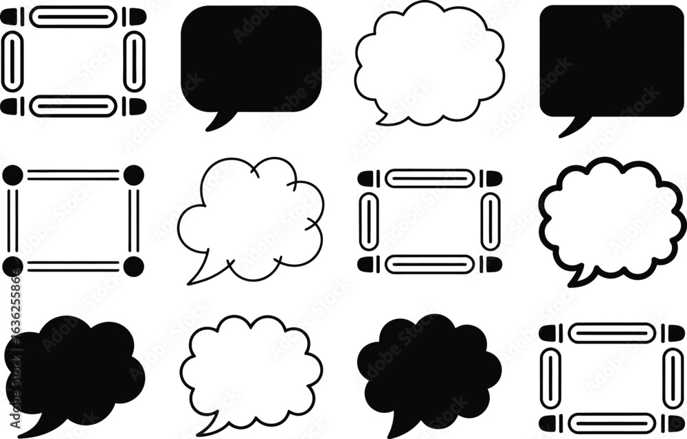 Poster A collection of different speech bubbles and rectangular border designs
