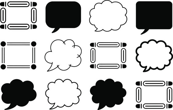 A collection of different speech bubbles and rectangular border designs