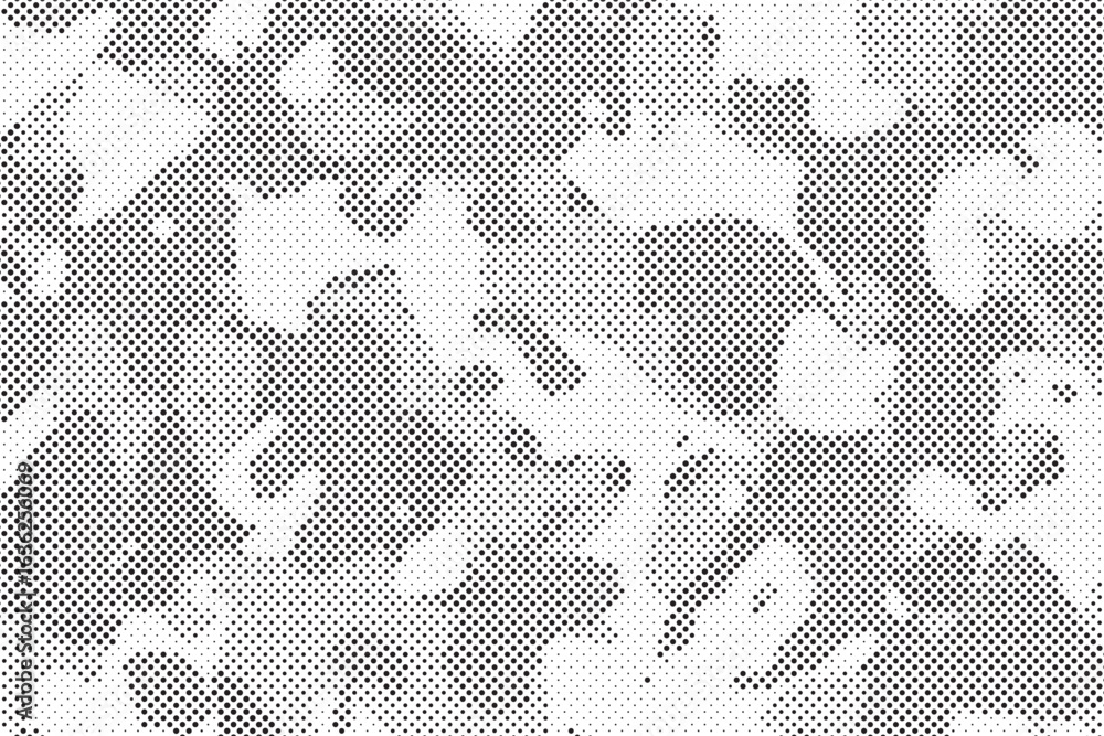 Poster abstract halftone seamless camouflage pattern. repeating digital dotted hexagonal camo military text