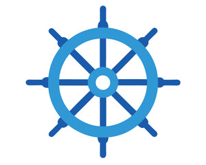 Obraz premium A blue ship wheel isolated on white background Ai Generated