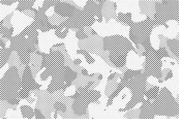 Abstract halftone seamless camouflage pattern. Repeating digital dotted hexagonal camo military texture background. Abstract modern fabric textile ornament. Vector illustration.