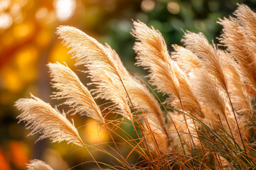秋のススキのクローズアップ素材.Generative AI