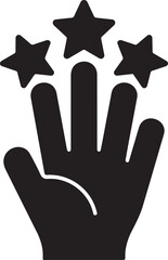Hand Holding Three Stars Vector Icon;  Success, Achievement, Rating Symbol Sign