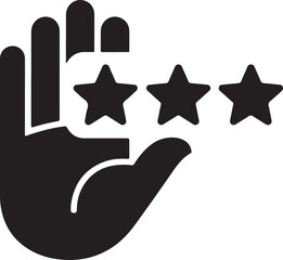 Hand Holding Three Stars: Vector Icon, Quality Sign, Symbol of Excellence, Customer Satisfaction