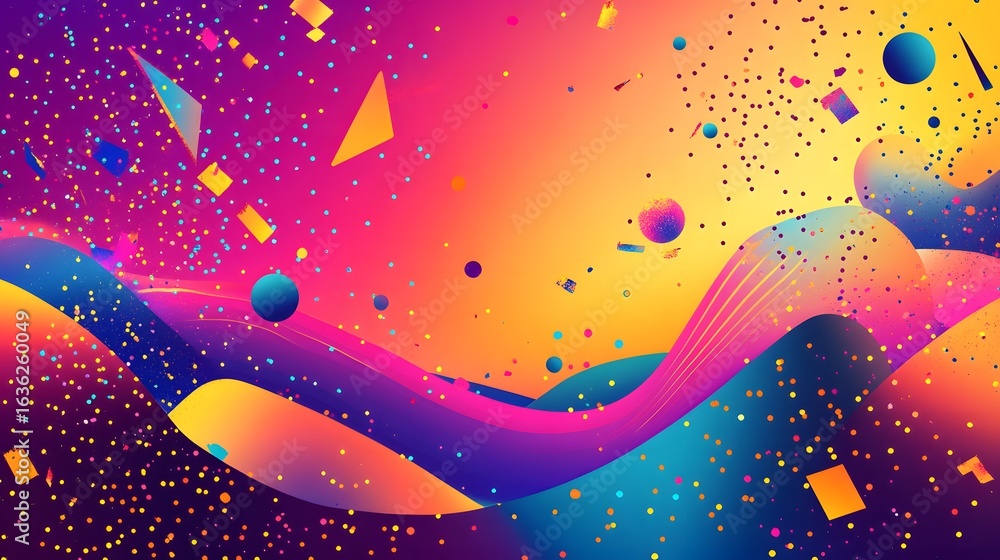 Poster vibrant abstract background with colorful shapes and dynamic waves