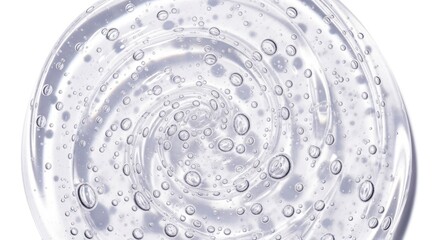 Clear gel with swirling texture and bubbles