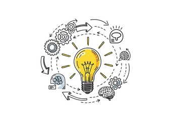 Hand Drawn Illustration of Idea Generation Process