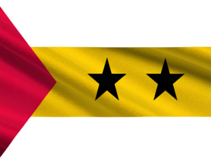São Tomé and Príncipe Flag Waving in Gentle Breeze, Front View