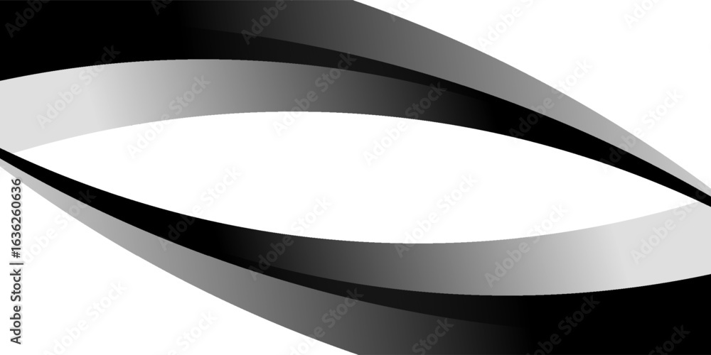 Poster vector white line background curve element with black space for text and message design, overlapping