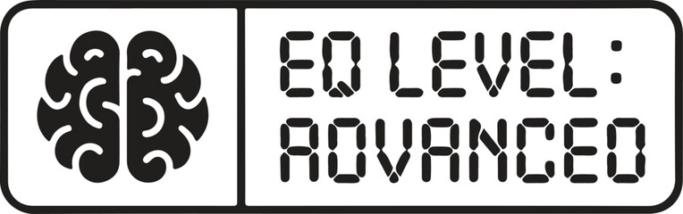 EQ Level Advanced: Brainpower Icon Vector Symbol, Digital Sign, Black and White