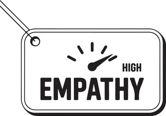 High Empathy Level Sign: Vector Icon Symbol, Gauge Design, Black and White, Modern Minimalist Style