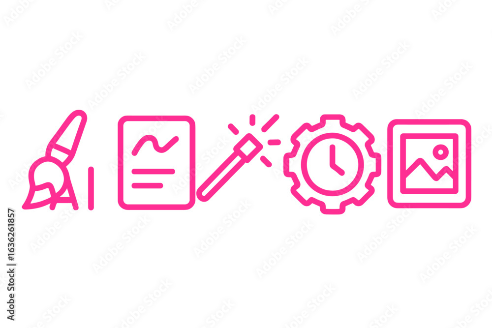 Poster creative tools and elements used for digital design and project management during modern work sessio