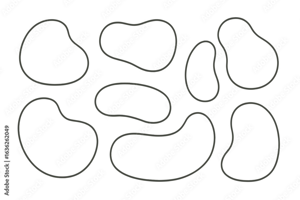 Aufkleber unique abstract shapes in various sizes arranged aesthetically on a plain background