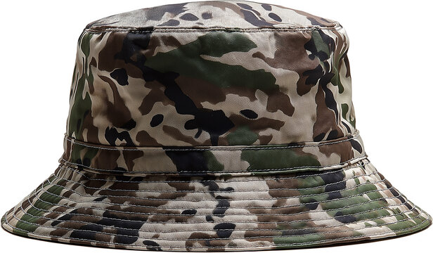 bucket military hat, safari cotton cap isolated on white background - Powered by Adobe