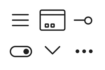 Simplistic line icons representing various user interface elements for digital design and applications