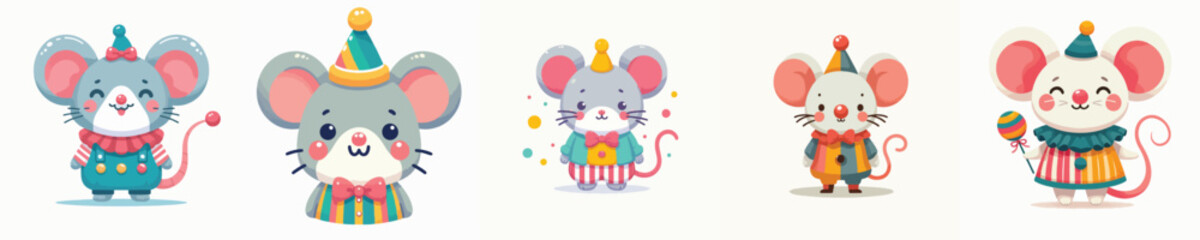 cute mouse vector in clown costume