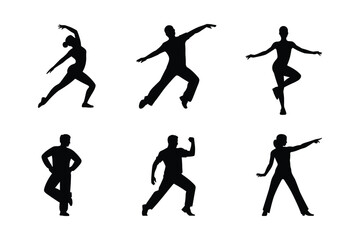 Diverse dancers in dynamic poses ballet modern dance