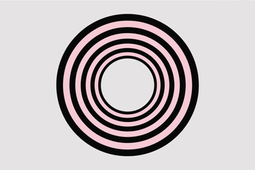 Concentric circles pattern with alternating black and pink bands against a light gray background view