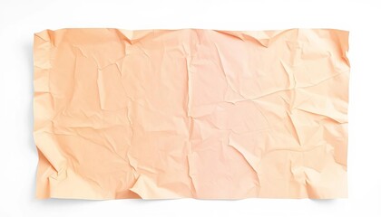 A crumpled blank poster viewed from directly above, isolated on white,  crumpled,  advertisement