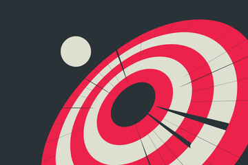 A target with red and white circles and lines radiating out with a white circle in the background