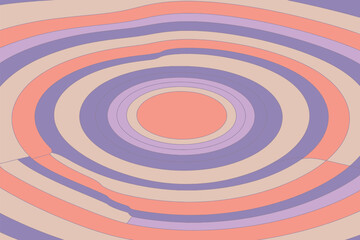 Abstract concentric oval shapes in shades of purple peach and beige creating a retro pattern design