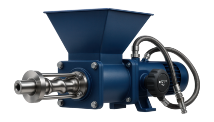 Continuous grout pump with a screw mechanism and adjustable flow rate for large-scale foundations.