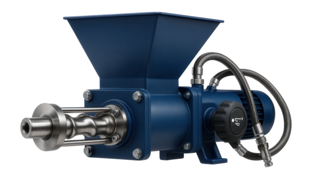 Continuous grout pump with a screw mechanism and adjustable flow rate for large-scale foundations.