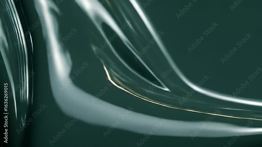 Poster dark green glossy texture background: smooth waves and subtle reflections in a minimalist design. a 