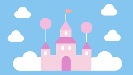 Fototapeta premium cloud castle birthday cotton candy background