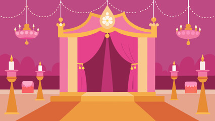 Pink and Gold Royal Birthday Ballroom with Chandelier