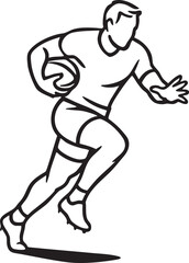 Fototapeta premium Dynamic action shot of a rugby player running with the ball during a world cup match, showcasing power and determination in a vector art style.