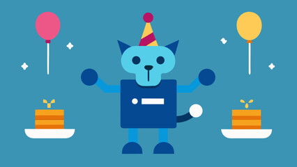 Naklejka premium Robot Dog Birthday Party with Balloon Bone Decorations