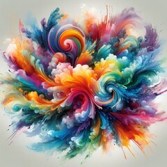 Obraz premium Energetic Watercolor Composition with Rainbow Tones on Isolated 