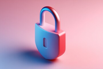 A 3D rendering of a stylized padlock