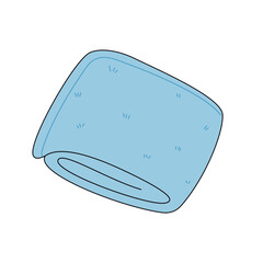 たたんだ青い毛布のイラスト